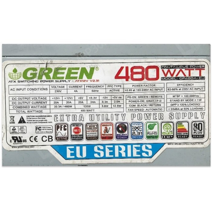 پاور  کارکرده گرین  480W مدل GP480A-EU